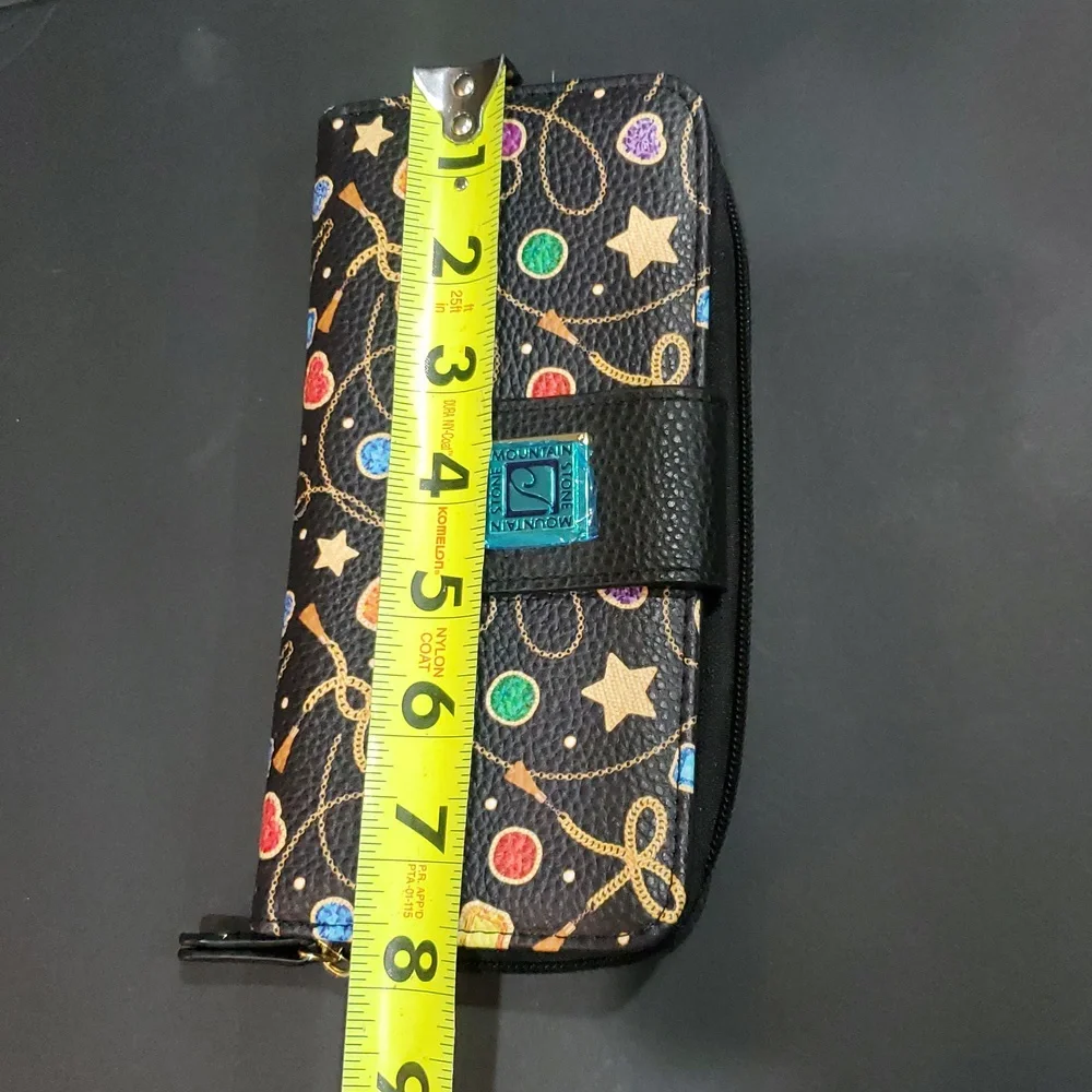 Stone Mountain black festive gold chain multi zip around‎ wallet